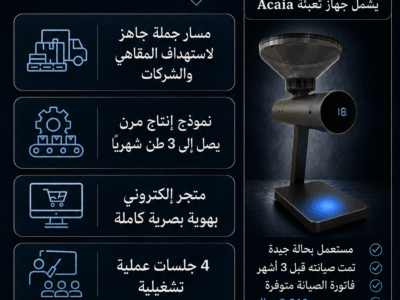 للبيع مشروع محمصة قهوة مختصة جاهز للتشغيل بالكامل